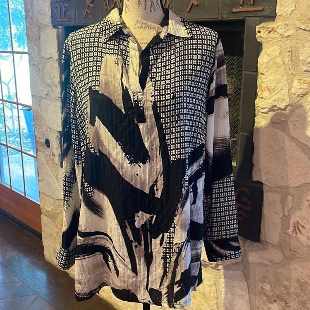 Josie Natori Silk and Cotton Blouse, Size Small
